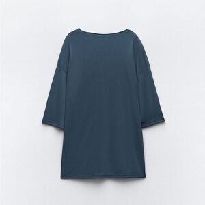 Zara Oversized fit minimalist crepe top round‎ neck and short sleeve SKU111